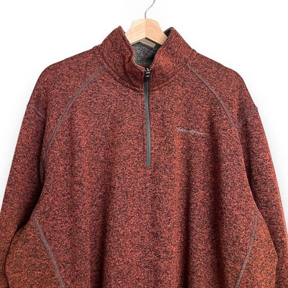 Eddie Bauer 1/4 Zip Orange and Black Radiator Sweater Fleece Men's Size 2XL - Picture 3 of 9